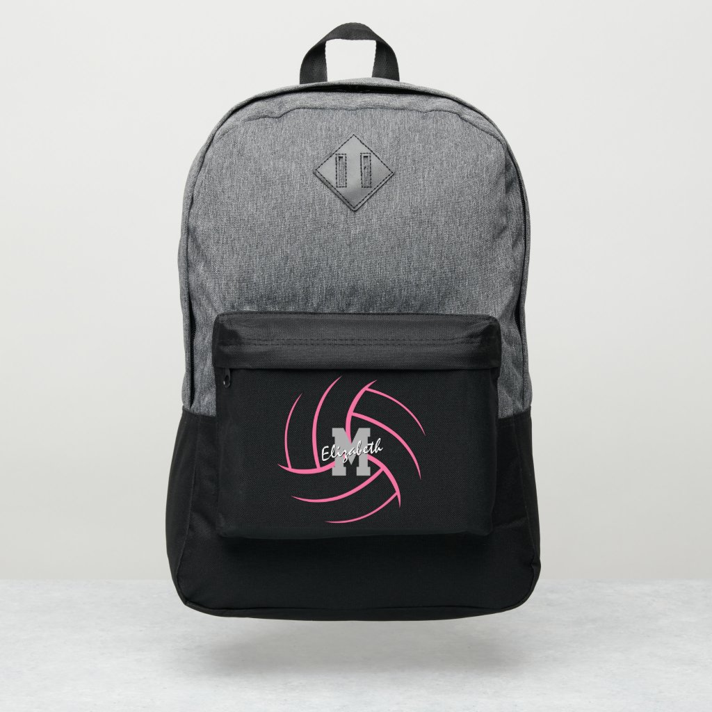 minimal sports monogrammed pink volleyball backpack