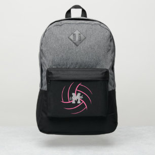 minimal sports monogrammed pink volleyball port authority® backpack
