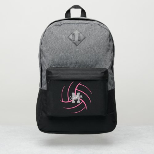 minimal sports monogrammed pink volleyball port authority backpack