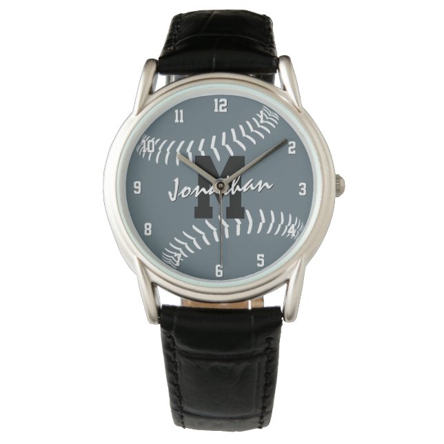 minimal sports slate blue or ANY color baseball Watch (Front)