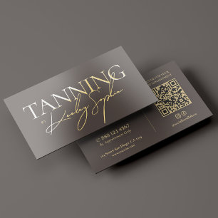Minimal Spray Tan Tanning Artist Espresso Gold Foil Business Cards