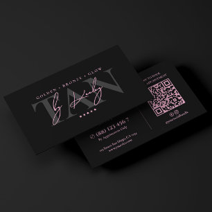 Minimal Spray Tanning Artist Luxury Pink Black Business Card
