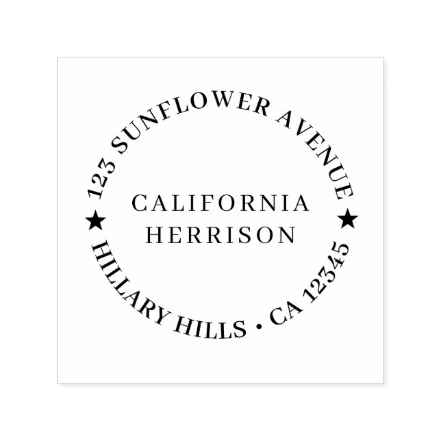 Minimal Star | Modern Round Return Address Self-inking Stamp (Design)