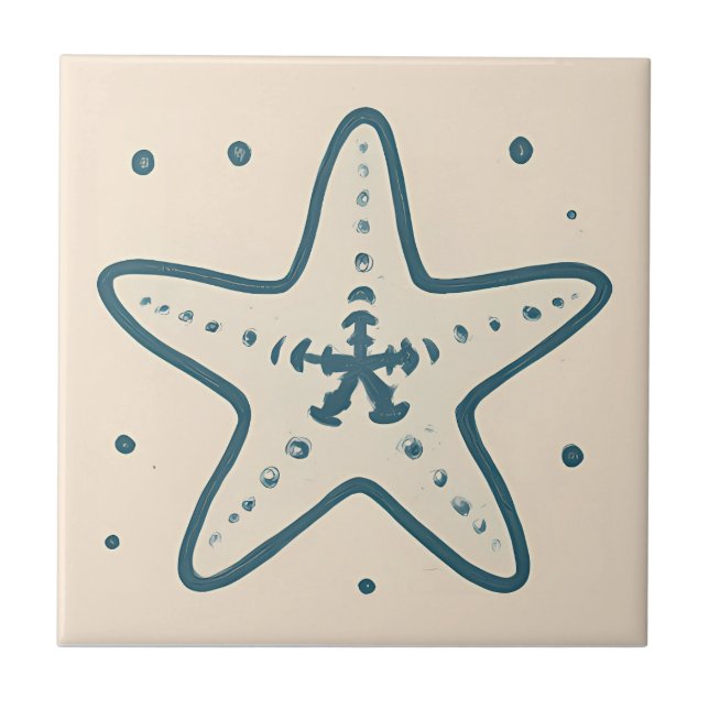 Minimal Starfish Ocean Art Tile (Front)