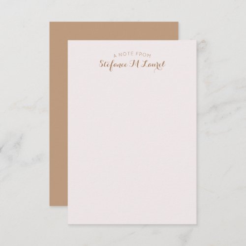 Minimal Stationery Thank You Card Camel  Pink