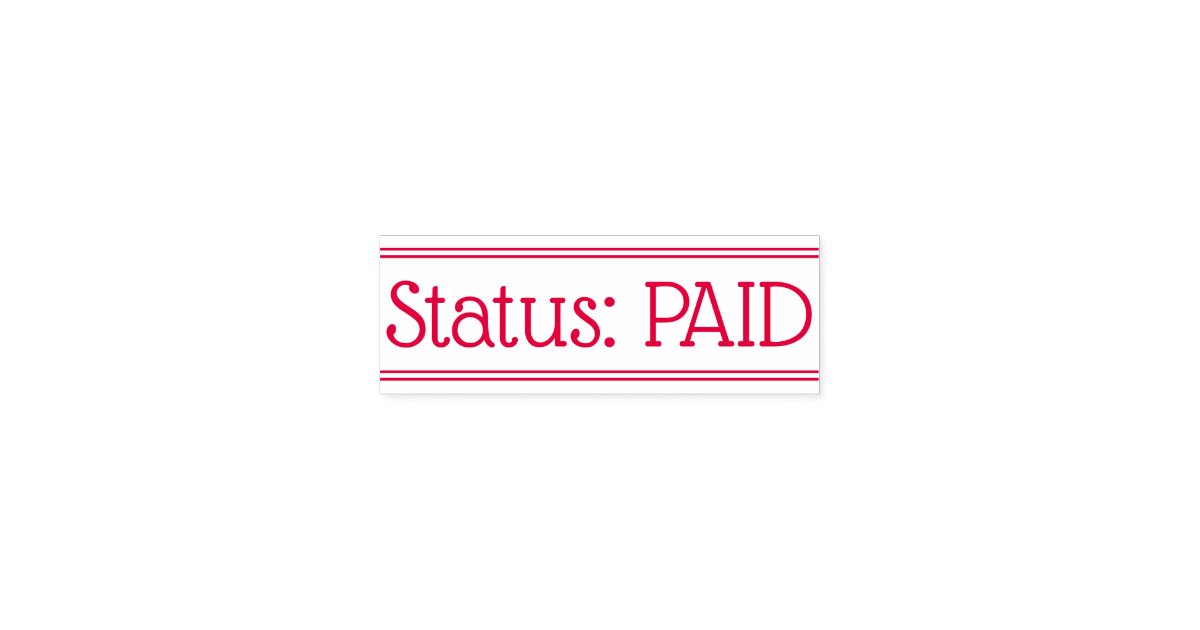 Minimal "Status PAID" Rubber Stamp Zazzle