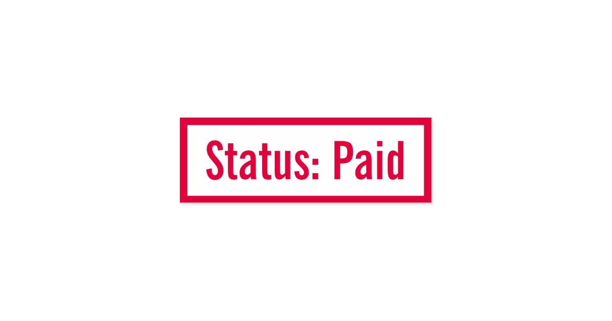 Minimal "Status Paid" Rubber Stamp Zazzle