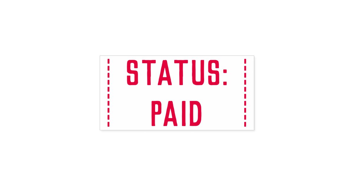 Minimal "STATUS PAID" Rubber Stamp Zazzle