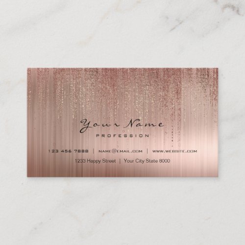 Minimal Steel Copper Pink Gold Matrix Rain Rose Go Business Card