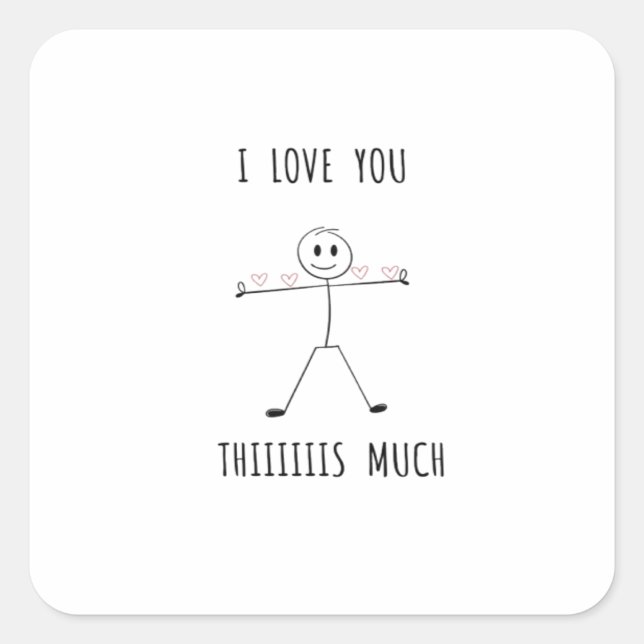  Minimal Stick Figure Valentine's day Square Sticker (Front)