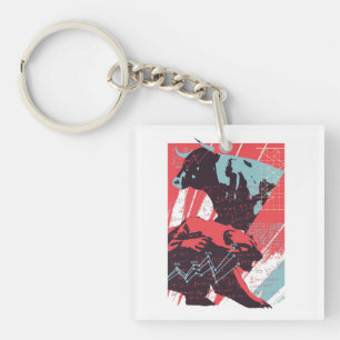 Minimal Stock Market Bull Bear Chart Keychain