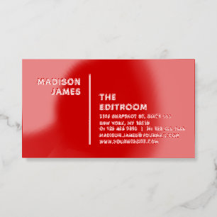 Minimal Strawberry Red White Professional Raised Spot UV Business Card
