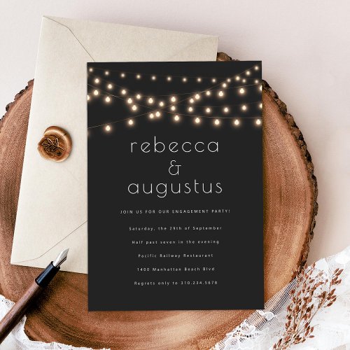 Minimal String Lights Couples Engagement Party Invitation