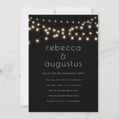 Minimal String Lights Couples Engagement Party Invitation
