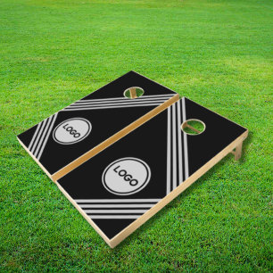 Minimal Stripes Custom Business Logo Cornhole Set