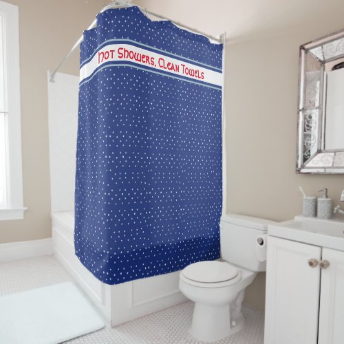 Minimal style Blue red white custom name Shower Cu Shower Curtain