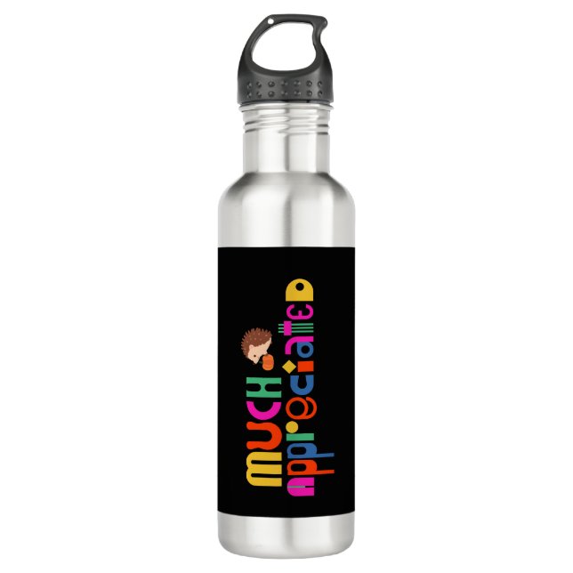 Minimal style colorful much appreciated  stainless steel water bottle (Front)
