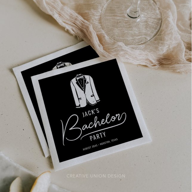 Minimal Stylish Bachelor Party Decorations Napkins (Creator Uploaded)