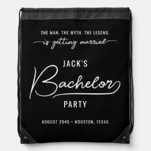 Minimal Stylish Bachelor Party T-Shirt Drawstring Bag