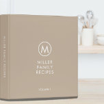 Minimal Stylish Beige Family Monogram Recipe<br><div class="desc">Modern recipe binder features a minimalist design in a beige and white color palette. Personalized family name presented in the center in stylish simple font with a complimentary minimal monogram medallion. Shown with a custom name and monogram initial on the front in modern typography, this personalized family recipe binder is...</div>