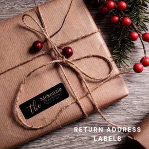 Minimal stylish black elegant return address label