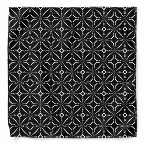 Minimal Stylish Black  White Geometric Pattern Bandana