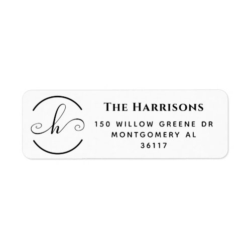 Minimal Stylish Circle Monogram Script Calligraphy Label