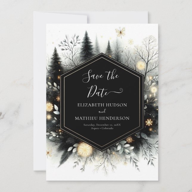 Minimal Stylish Enchanted Forest Wedding Save The Date (Front)