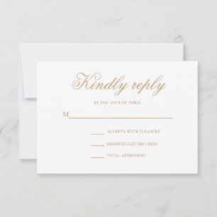Minimal Stylish Gold Calligraphy Wedding RSVP Card