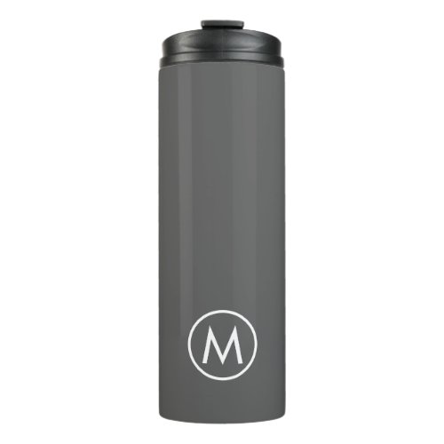Minimal Stylish Gray White Monogram Travel Mug