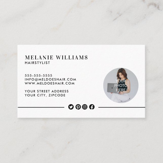 Minimal Stylish Photo Business Card Design (Front)
