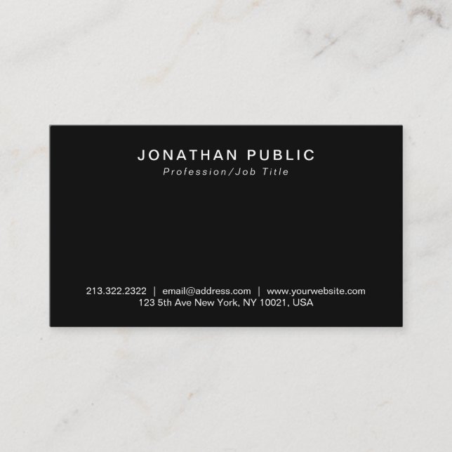 Minimal Stylish Plain Modern Black Professional Business Card (Front)