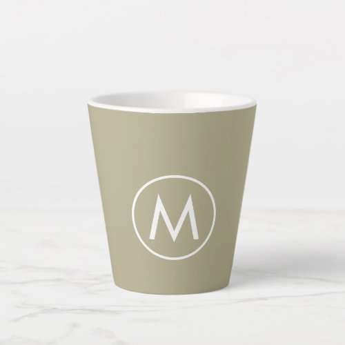 Minimal Stylish Sage Green Monogram Latte Mug