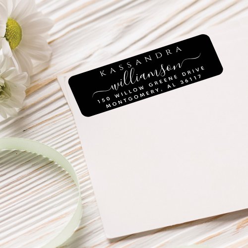 Minimal Stylish Script Calligraphy First Last Name Label