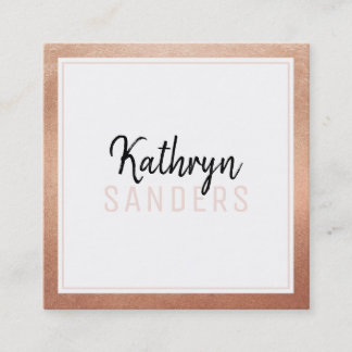 MINIMAL STYLISH simple border blush pink rose gold Square Business Card