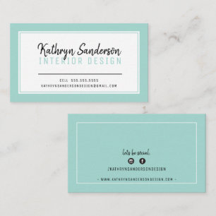 MINIMAL STYLISH simple border mint green black Business Card