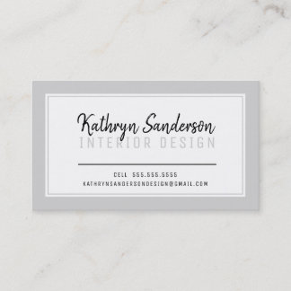 MINIMAL STYLISH simple border pale grey gray black Business Card