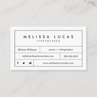 Minimal Stylish Videography Business Cards