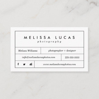 Minimal Stylish White Photography Business Cards