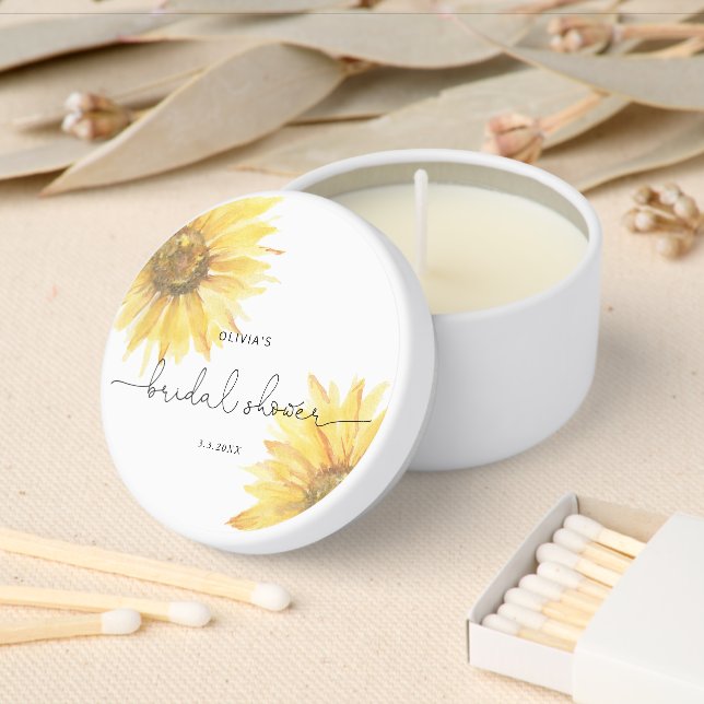 Minimal sunflower bridal shower mini candle favors (Insitu)