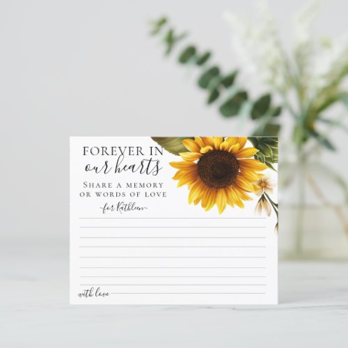 Minimal Sunflowers Share a Memory Attendance Card