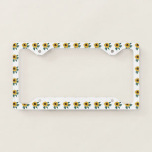 Minimal Sunflowers Yellow Brown Illustration License Plate Frame