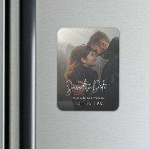Minimal Sunrays Photo Save the Date Postcard Magnet