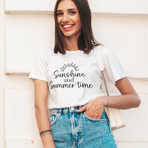 Minimal Sunshine and Summer Time T_Shirt
