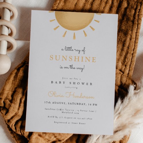 Minimal Sunshine Baby Shower Invitation