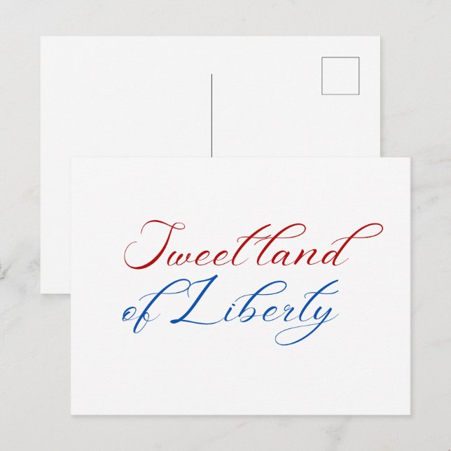 Minimal Sweet Land of Liberty 4th of July America Postcard (Front/Back)