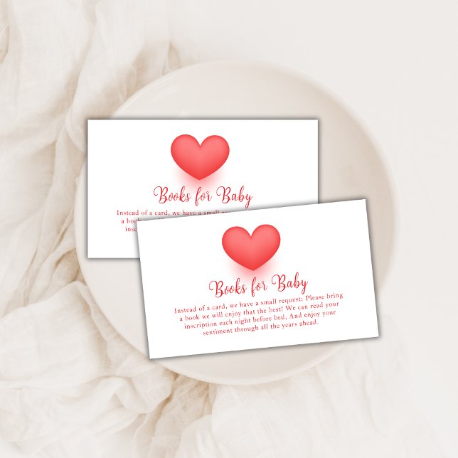 Minimal Sweetheart Valentine Books For Baby Shower Enclosure Card (Minimal Sweetheart Valentine Books For Baby Shower Enclosure Card)