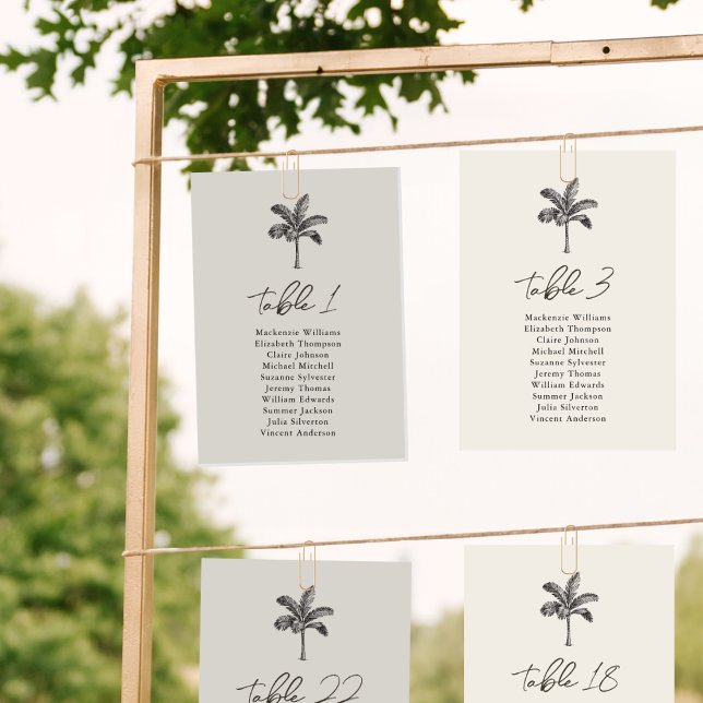 Minimal Table Seating Chart Palm Tree Wedding Card (Creator Uploaded)