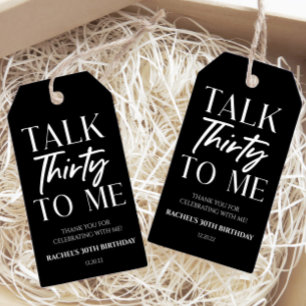 Minimal Talk Thirty To Me 30th Birthday Favor Gift Tags