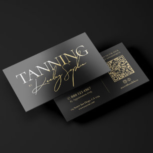 Minimal Tanning Spray Tan Artist Black Gold Foil Business Cards
